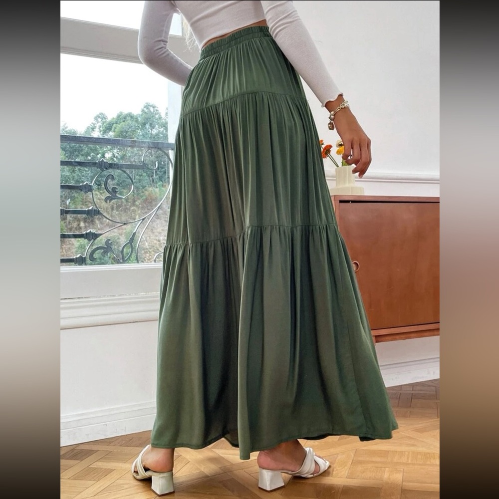 Boho high waisted ruffle hem maxi skirt - Picture 4 of 11